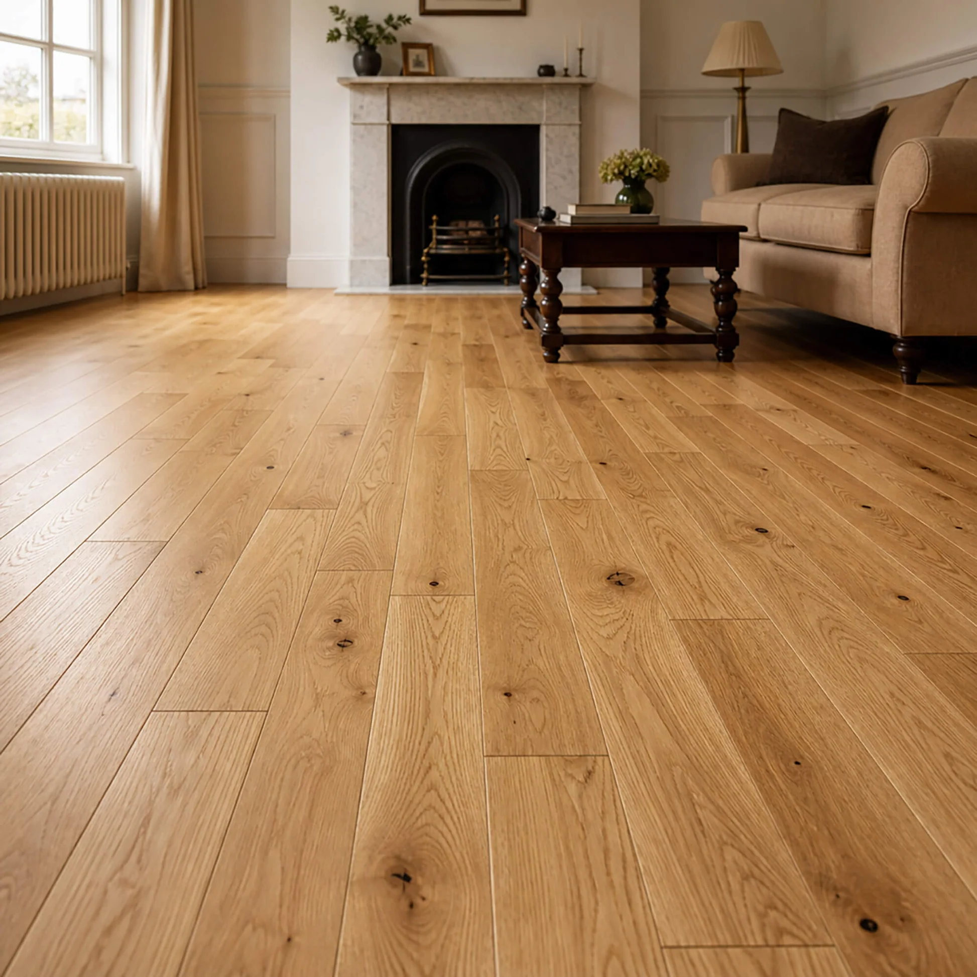 Finished oak hardwood floor