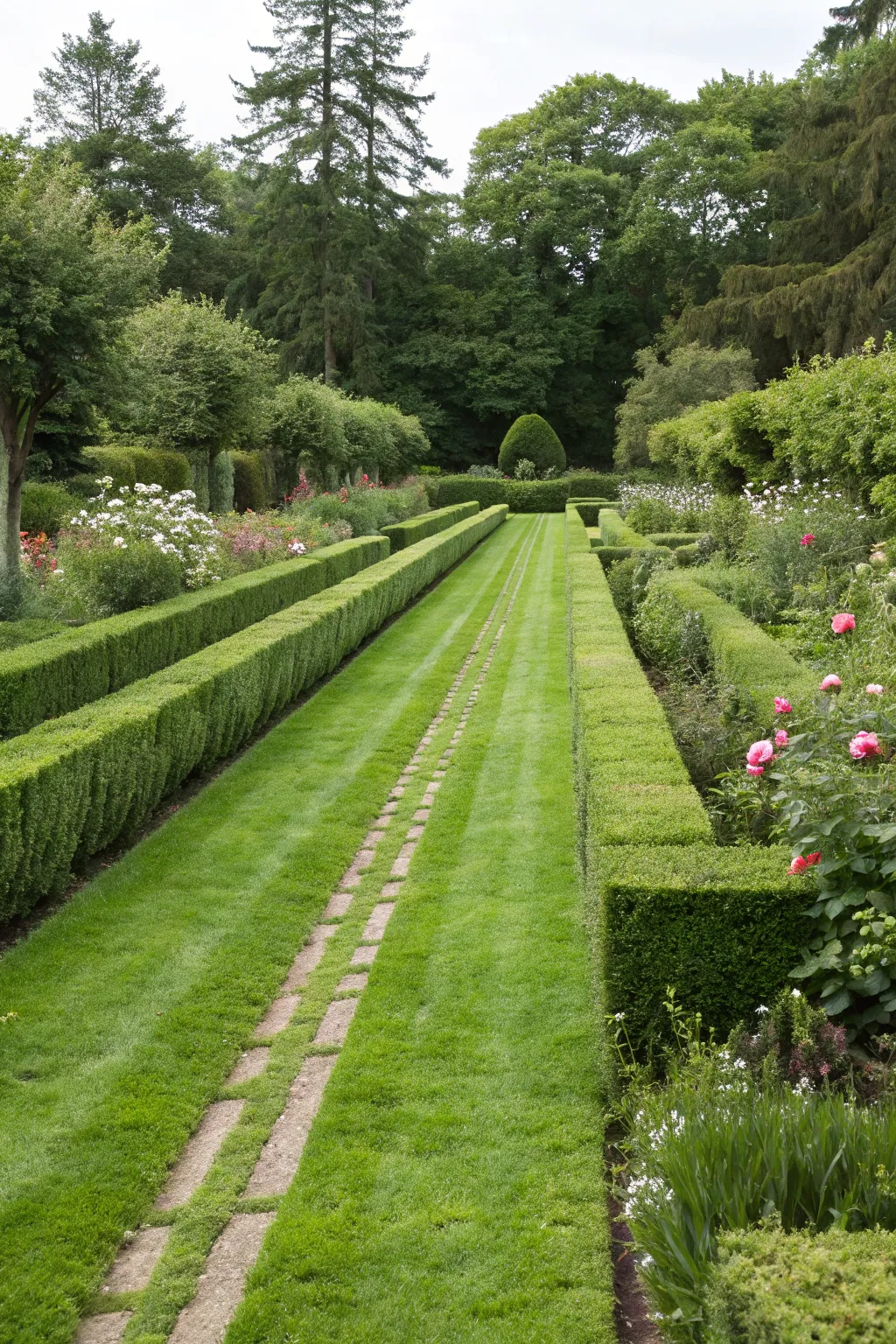 Garden path with lush borders