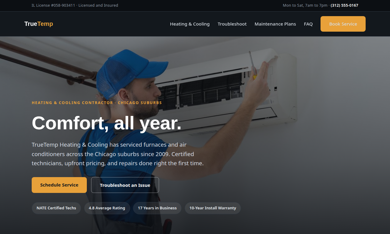 TrueTemp Heating and Cooling demo site