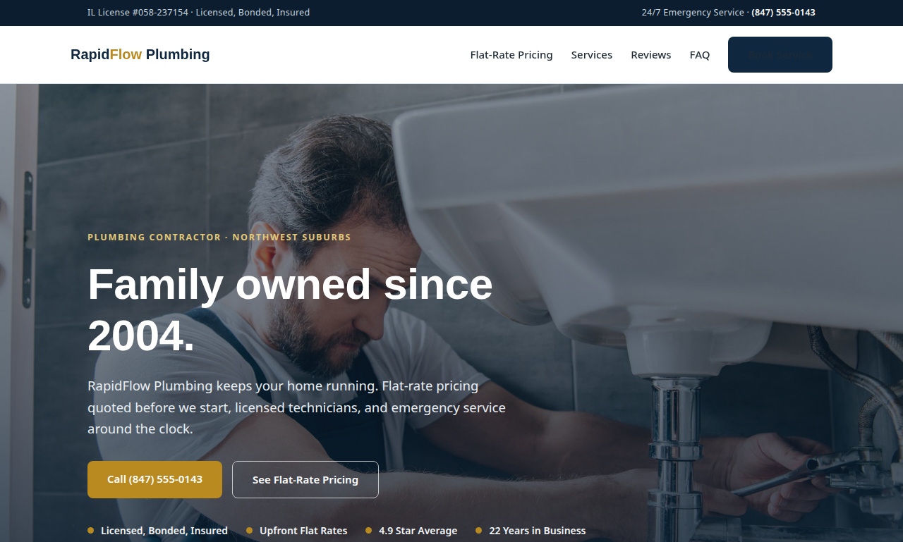 RapidFlow Plumbing demo site